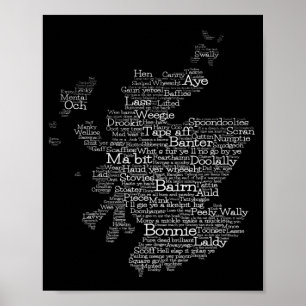 Scottish Slang Word Map Poster