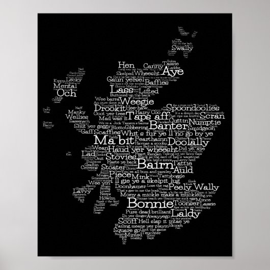 Scottish Slang Word Map Poster (Voorkant)