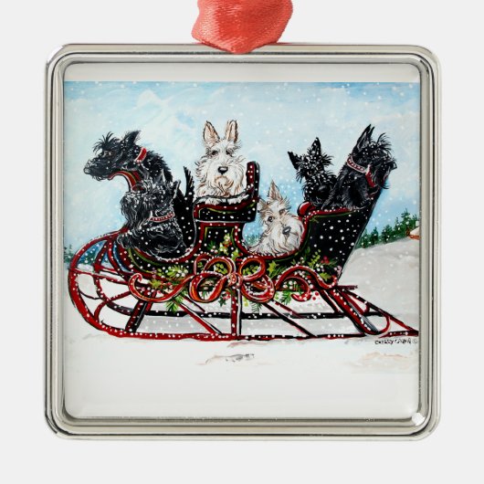 Scottish Sleigh Ride Metalen Ornament (Voorkant)