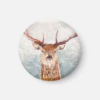 Scottish Stag in the Snow Magnet