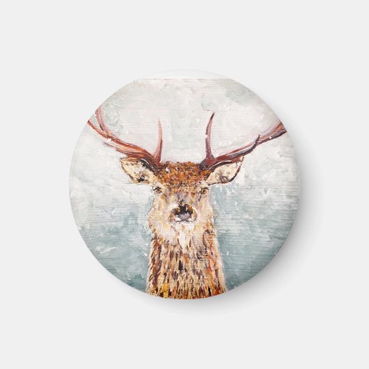 Scottish Stag in the Snow Magnet (Voorkant)