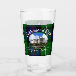 Scottish Sutherland Clan Castle Tartan Glass Cup Glas