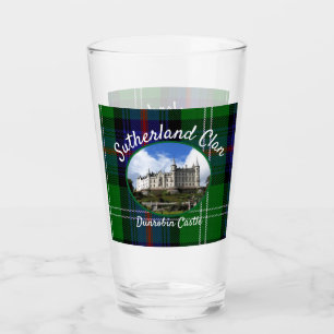 Scottish Sutherland Clan Castle Tartan Glass Cup Glas