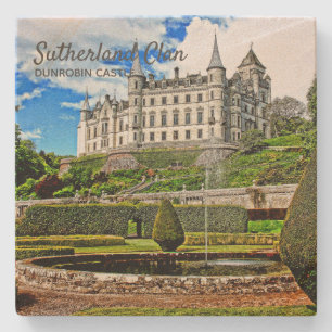 Scottish Sutherland Clan's Dunrobin Castle Stenen Onderzetter