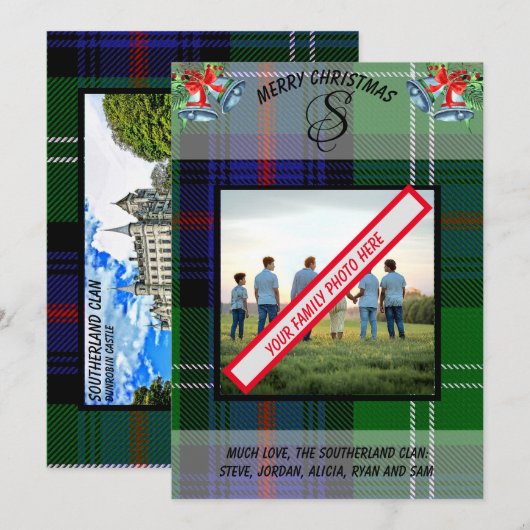 Scottish Sutherland Clan's Tartankerst Kaart (Voorkant / Achterkant)