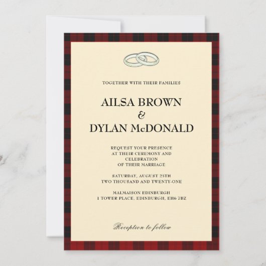 SCOTTISH TARTAN BOOK HOESJE | AFBEELDINGSINVITATIE KAART (Achterkant)