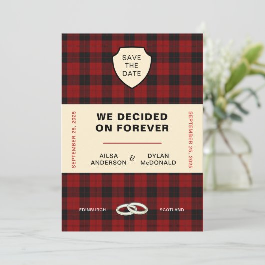 SCOTTISH TARTAN BOOK HOESJE | BEWAREN VAN DE DATUM KAART (Staand voorkant)