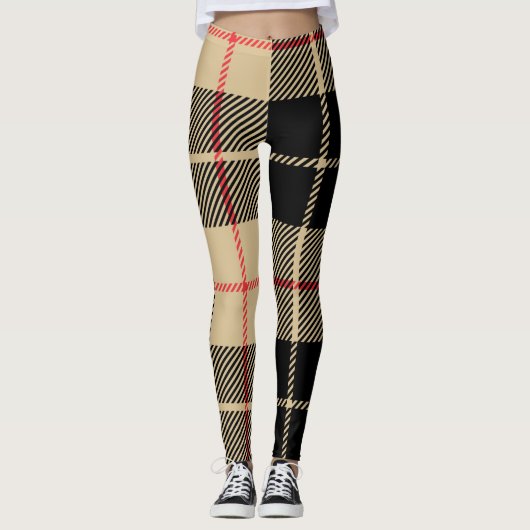 Scottish Tartan Checkered Pset Pattern Leggings (Voorkant)