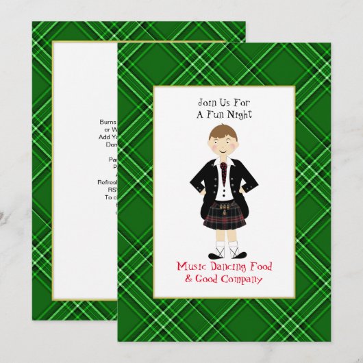 Scottish Tartan Clan Pset Personalized Party Invi Kaart (Voorkant / Achterkant)
