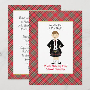 Scottish Tartan Clan Pset Personalized Party Kaart