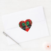 SCOTTISH TARTAN EN RED GREEN BOWS CHRISTMAS HEART HART STICKER (Envelop)