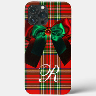 SCOTTISH TARTAN EN RED GREEN BOWS CHRISTMAS PARTIJ iPhone 13 PRO MAX HOESJE