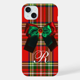 SCOTTISH TARTAN EN RED GREEN BOWS CHRISTMAS PARTIJ iPhone 15 PLUS CASE