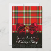 SCOTTISH TARTAN EN RED GREEN BOWS CHRISTMAS PARTIJ KAART (Voorkant)