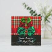 SCOTTISH TARTAN EN RED GREEN BOWS CHRISTMAS PARTIJ KAART (Staand voorkant)