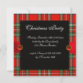 SCOTTISH TARTAN EN RED GREEN BOWS CHRISTMAS PARTIJ KAART (Achterkant)