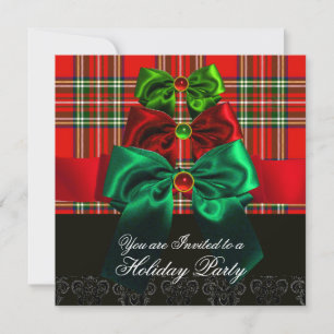 SCOTTISH TARTAN EN RED GREEN BOWS CHRISTMAS PARTIJ KAART