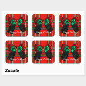 SCOTTISH TARTAN EN RED GREEN BOWS CHRISTMAS PARTIJ VIERKANTE STICKER (Vel)