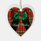 SCOTTISH TARTAN EN RED GREEN CHRISTMAS BOWS HEART KERAMISCH ORNAMENT (Rechts)