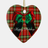 SCOTTISH TARTAN EN RED GREEN CHRISTMAS BOWS HEART KERAMISCH ORNAMENT (Rechts)