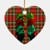 SCOTTISH TARTAN EN RED GREEN CHRISTMAS BOWS HEART KERAMISCH ORNAMENT (Achterkant)