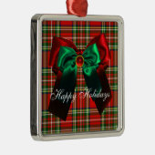 SCOTTISH TARTAN EN RED GREEN CHRISTMAS BOWS METALEN ORNAMENT (Rechts)