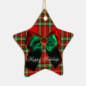 SCOTTISH TARTAN EN RED GREEN CHRISTMAS BOWS STAR KERAMISCH ORNAMENT (Rechts)