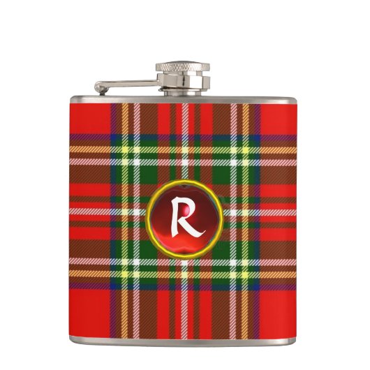 SCOTTISH TARTAN EN RODE RUBY GEM STONE MONOGRAM HEUPFLES (Voorkant)