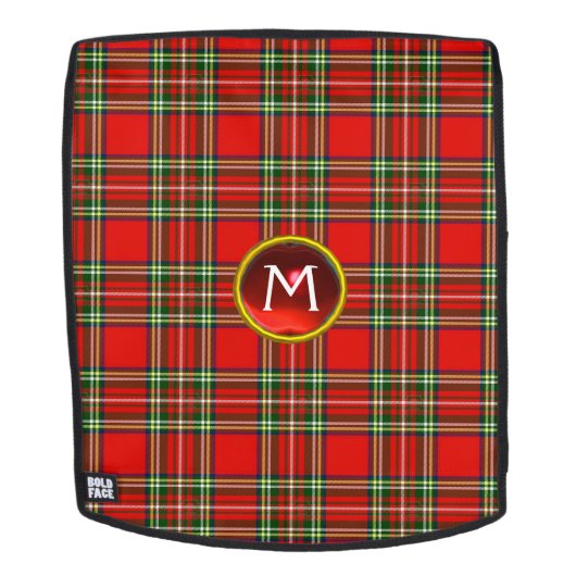 SCOTTISH TARTAN EN RODE RUBY GEM STONE MONOGRAM RUGTASSEN (Verwijderbaar gezicht)