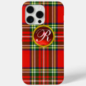 SCOTTISH TARTAN EN RODE RUBY GEMSTONE MONOGRAM Case-Mate iPhone CASE (Achterkant)