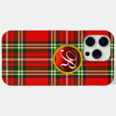 SCOTTISH TARTAN EN RODE RUBY GEMSTONE MONOGRAM Case-Mate iPhone CASE (Achterkant (horizontaal))