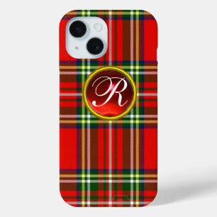 SCOTTISH TARTAN EN RODE RUBY GEMSTONE MONOGRAM iPhone 15 CASE