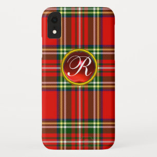 SCOTTISH TARTAN EN RODE RUBY GEMSTONE MONOGRAM Case-Mate iPhone CASE