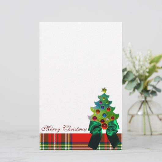 SCOTTISH TARTAN, GROENBOW EN CHRISTMAS TREE BRIEFPAPIER (Staand voorkant)