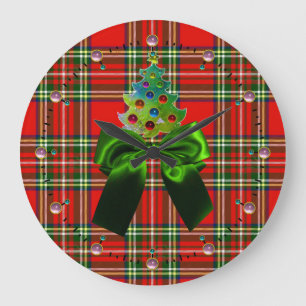 SCOTTISH TARTAN, GROENBOW EN CHRISTMAS TREE GROTE KLOK