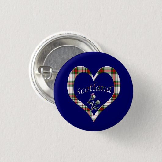 Scottish Tartan Heart Thistle Button (Voorkant /achterkant)