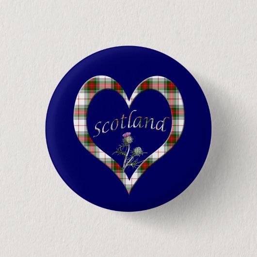 Scottish Tartan Heart Thistle Button (Voorkant)