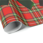 SCOTTISH TARTAN MET RODE GROEN CHRISTMAS BOWS CADEAUPAPIER (Rol Hoek)