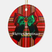 SCOTTISH TARTAN MET RODE GROEN CHRISTMAS BOWS KERAMISCH ORNAMENT (Links)