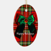 SCOTTISH TARTAN MET RODE GROEN CHRISTMAS BOWS KERAMISCH ORNAMENT (Rechts)