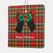 SCOTTISH TARTAN MET RODE GROEN CHRISTMAS BOWS KERAMISCH ORNAMENT (Links)