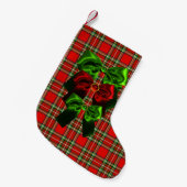 SCOTTISH TARTAN MET RODE GROEN CHRISTMAS BOWS KLEINE KERSTSOK (Voorkant (Hangend))