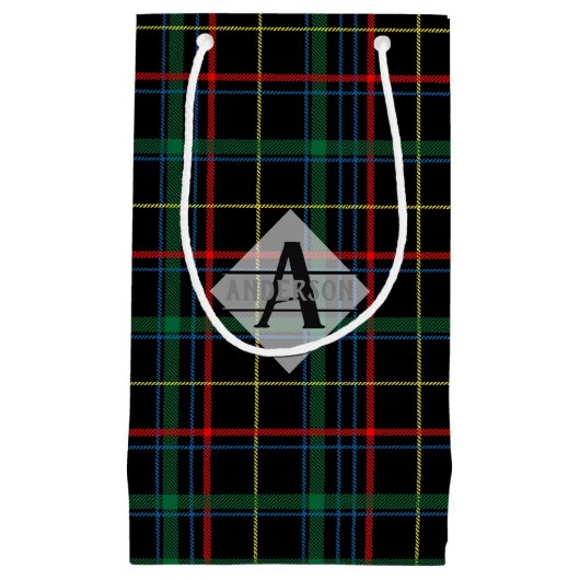 Scottish Tartan Monogram Green Red Black Klein Cadeauzakje (Voorkant)