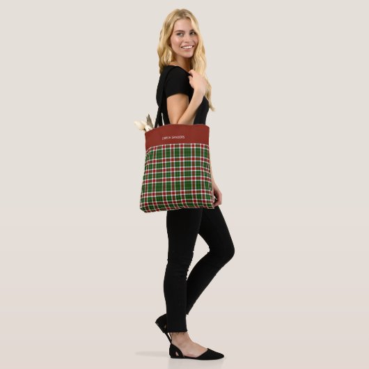 Scottish Tartan Pattern Christmas Tote Bag (Op model)