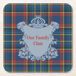 Scottish Tartan Plaid, Name and Crest Kartonnen Onderzetters