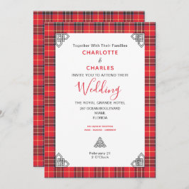 Scottish Tartan Pset Celtic Symbols Wedding Kaart