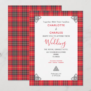 Scottish Tartan Pset Celtic Symbols Wedding Kaart