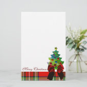 SCOTTISH TARTAN, RED BOW EN CHRISTMAS TREE BRIEFPAPIER (Staand voorkant)