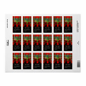 SCOTTISH TARTAN, RED BOW EN CHRISTMAS TREE ETIKET (Full Sheet)
