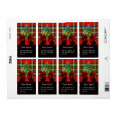 SCOTTISH TARTAN, RED BOW EN CHRISTMAS TREE ETIKET (Full Sheet)